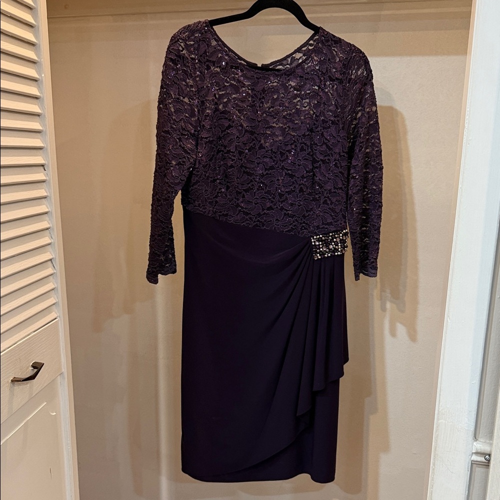 Alex Evenings Deep Purple Lace Dress